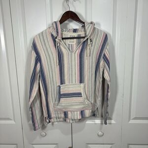Beach by Exist Baja Hoodie Striped Boho Festival Coastal Cowgirl Pullover Top S